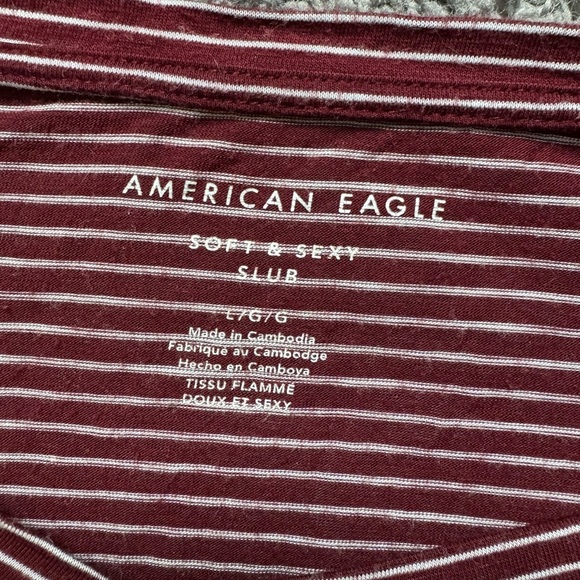 AMERICAN EAGLE Soft & Sexy Oversized Striped Red/White Long Sleeve | Size L - Picture 3 of 4